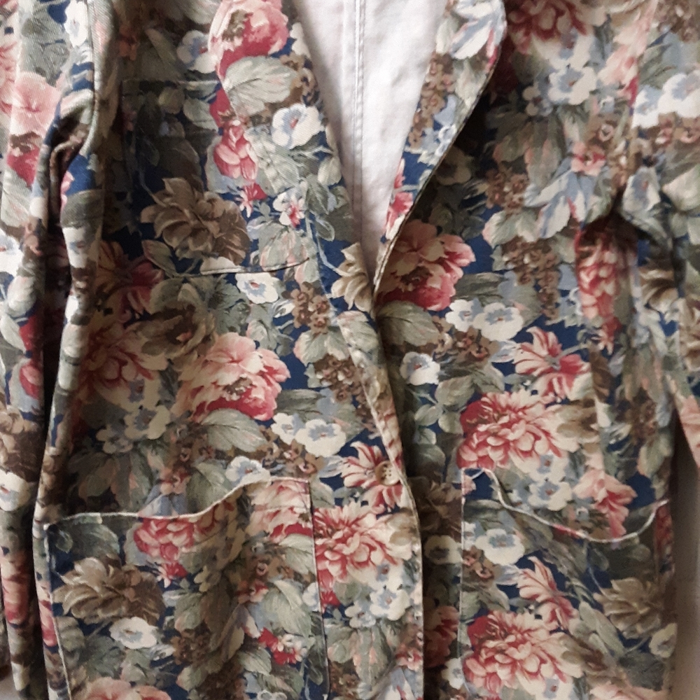 Vintage Floral Denim Blazer by Gotcha Covered Sz.M - Picture 5 of 7